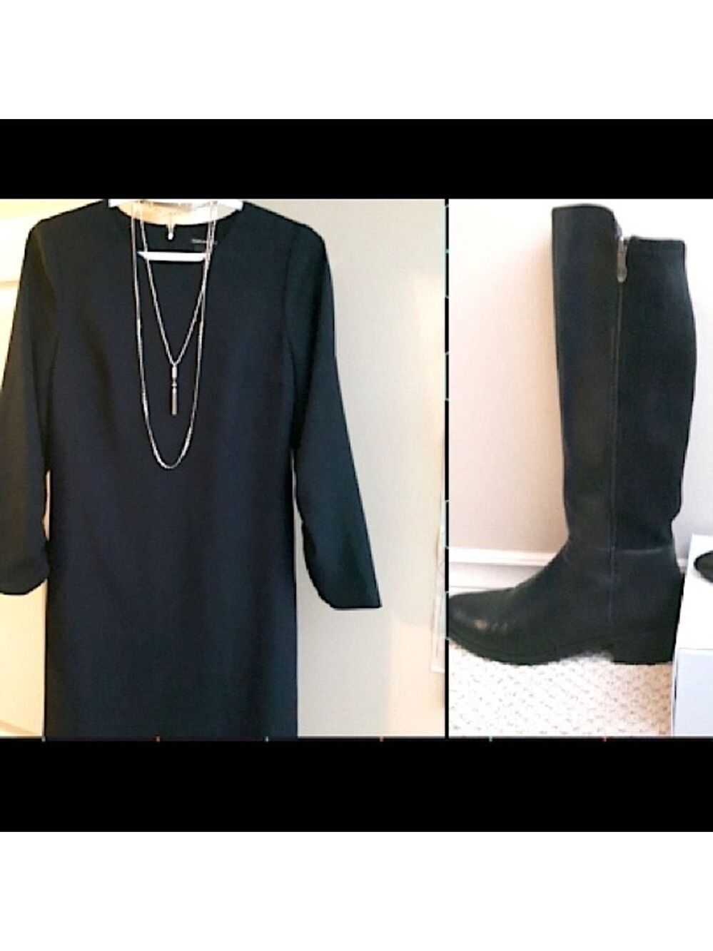 🔥Club Monaco navy sheath dress. Lined, gathered 3/4 sleeve.